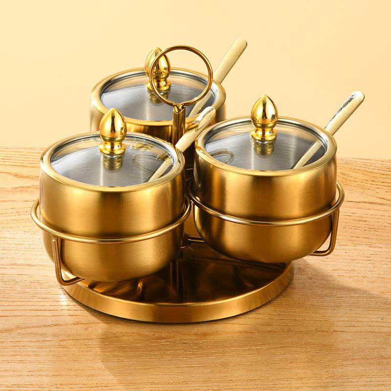 Household 304 Stainless Steel Seasoning Tank Buffet Restaurant Hotel Korean Gold Seasoning Salt Tank Seasoning Storage Tank