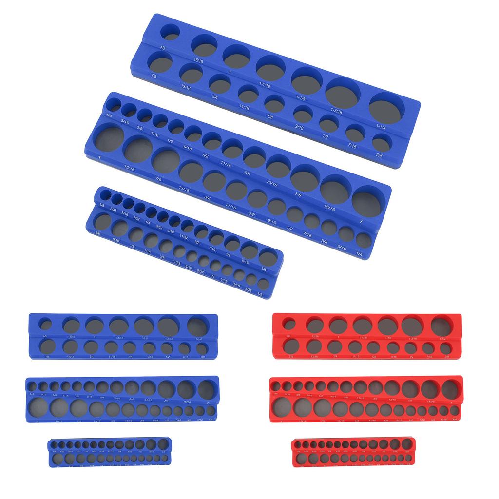 3PCS Magnetic Socket Organizer Set 1/4in 3/8in 1/2in Drive Sockets Storage Tray Powerful Portable So