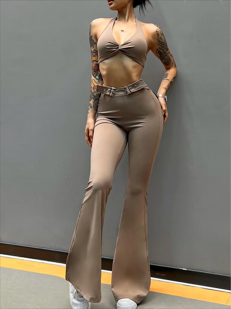 Women's High Waist Wide Leg Yoga Pants - Hip Lifting Bell-Bottom Fitness Tights