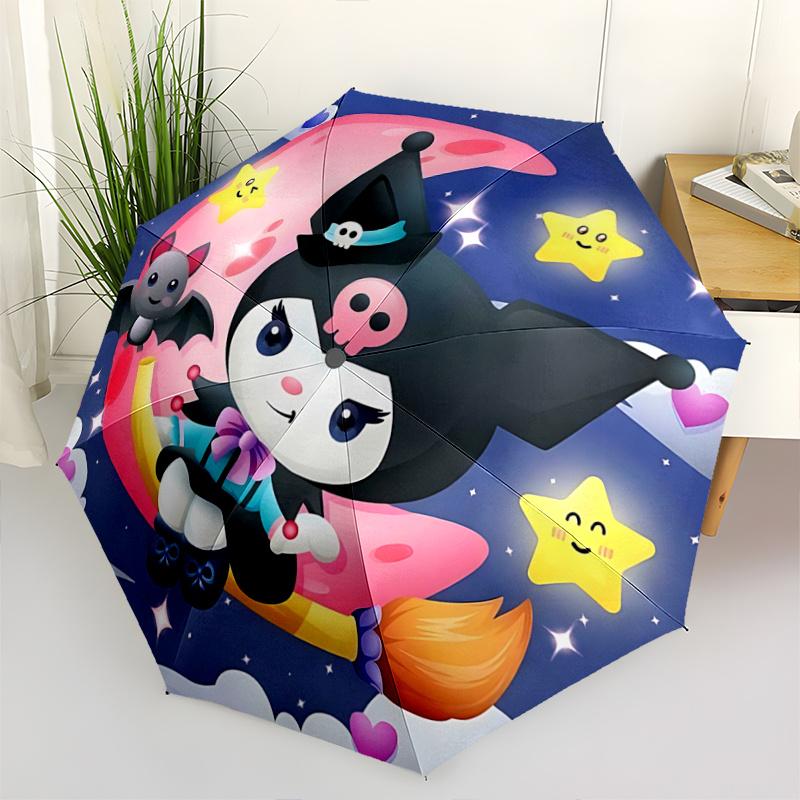 1pc Moon Kuromi Pattern Umbrella, Fashionable, Personalized, High-Value Folding Umbrella, a Must-Have for Summer, 8-Rib Durable Iron Frame, Tri-Fold C