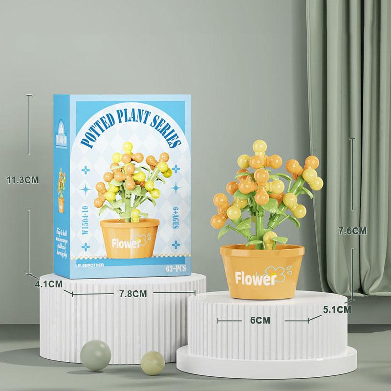 Букет Вечных Цветов Бонсай Комнатное Растение Модель Микро Строительные Блоки Украшение для Дома Головоломка Игрушки Детские Подарки на День Рождения Рождество