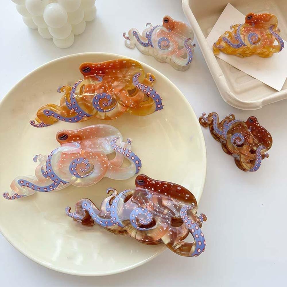 Sweet Acetic Acid Hair Claw Acrylic Squid Hair Claw Hair Accessories Oyster Shark Clip  Women