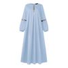 Fashion Long Sleeve Muslim Abaya Dress Casual Robe Solid Clothing for Women