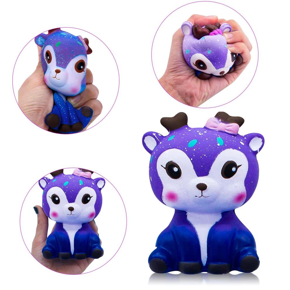 Squishies Toys, hirsrian Slow Rising Squishy Toys Galaxy Jumbo Squishies Scented Stress Relief Squeeze Pack Include Deer Tooth Panda Unicorn for Kids