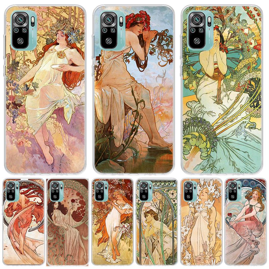 Альфонс Муха Весна Для Чехла Телефона Xiaomi Redmi Note 14 13 12 11 Pro Plus 14S 12S 11S 11E 11T 10S 10 9S Fundas Cover Coque Нет