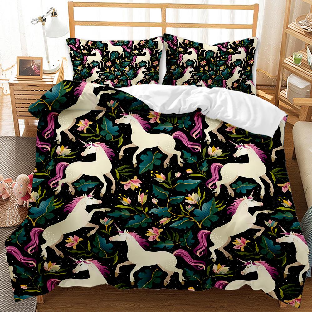 Abstract animal three-piece bedding 3D digital printing quilt set