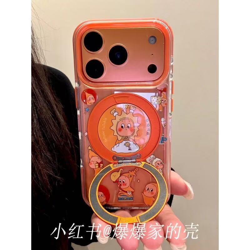 Применимо к Apple iphone17promax милый вращающийся держатель 16pro креативный 15 прозрачный 14ins чехол для мобильного телефона