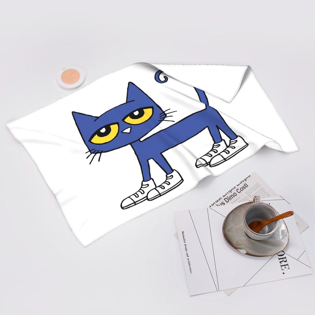 Pete the Cat I Love My White Shoes Soft Face Towel Quick Dry Pool Bath Cotton Towels Breathable