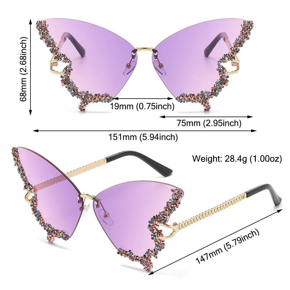 Y2K Eyewear Butterfly Sunglasses Purple Sunglasses for Women Bling Sun Glasses Ladies Shades