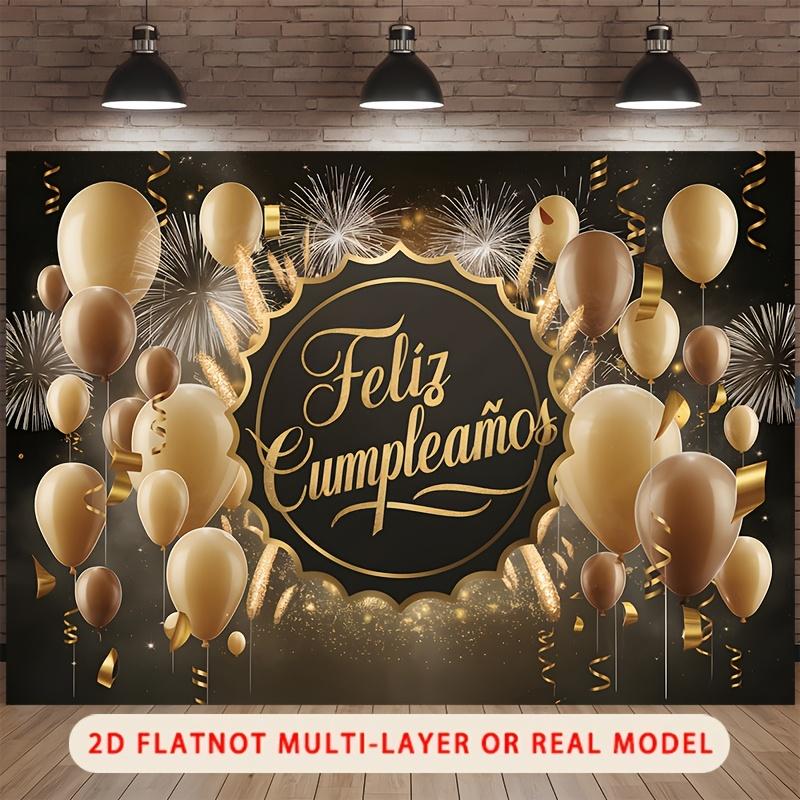 Spanish Feliz Cumplea?os, 1pc Polyester Party Backdrop Banner, Photo Booth Background, Wall Decor