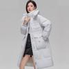 Текстурная длинная куртка-пуховик женская зимняя 2024 года, новая мода с капюшоном, теплая белая куртка на утином пуху до колена