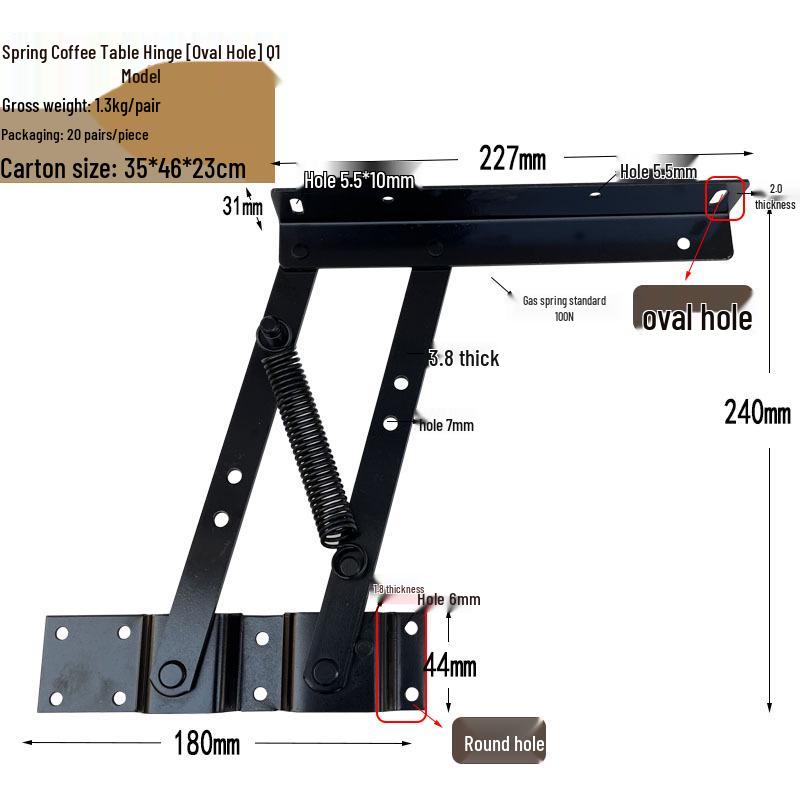 Hydraulic Coffee Table Lift Hinge with Spring and Damping Mechanism
