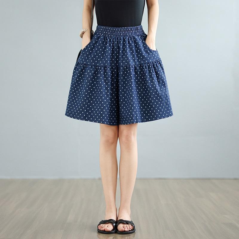 Шорты джинсовые женские летние повседневные винтажные в горошек больших размеров с высокой талией, свободные