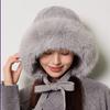 Knitted Hat Women's Autumn Winter Hemp Pattern Wool Collar Wool Hat Velvet Snow Hat