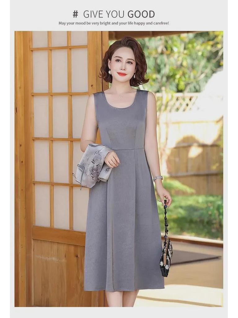 Летнее платье в стиле ретро в китайском стиле 2024 года: Элегантный костюм-двойка для женщин среднего и пожилого возраста