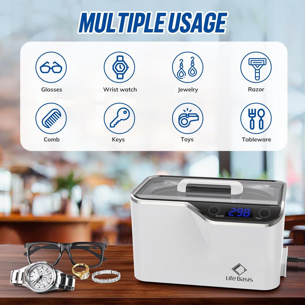 LifeBasis Ультразвуковой 600 мл Мощный Осциллятор для Мощного Улучшенного Настольного Очистителя для Ежедневного и Прецизионного использования с Сенсорным экраном CDS-100 Очиститель,