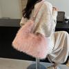Ielgy One-Shoulder Trendy Plush Handbag Autumn Winter Fashion Large-Capacity Cross-Body Bag