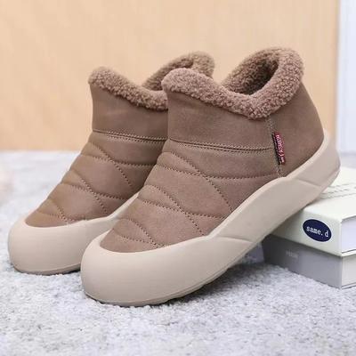 Модные женские утепленные теплые короткие плюшевые водонепроницаемые зимние ботинки тренд зима новые слипоны ботильоны женские нескользящие на платформе хлопковые туфли