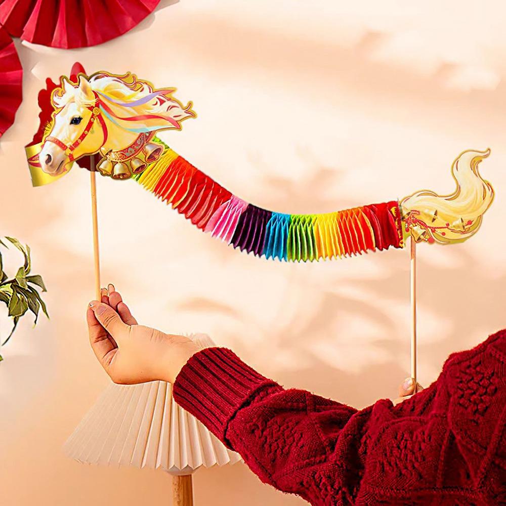 Мультяшный китайский бумажный танцующий конь 3D Новогоднее украшение Дракон Конь Игрушка Декор для гостиной дома