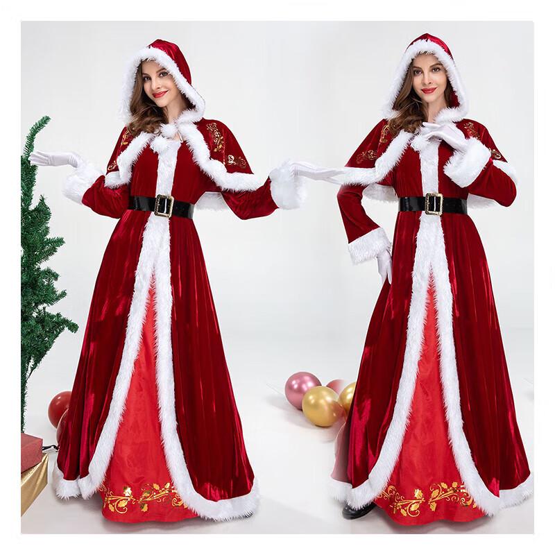 Женский бархатный костюм Санта-Клауса