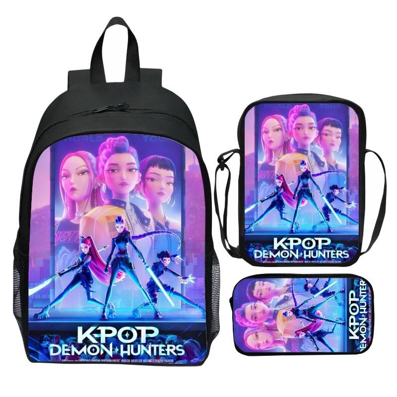 Новый принт Hunter Demon Girl Group Huntrix Kpop набор из трех предметов школьный портфель мультяшный рюкзак для начальной школы для мальчиков и девочек CLE