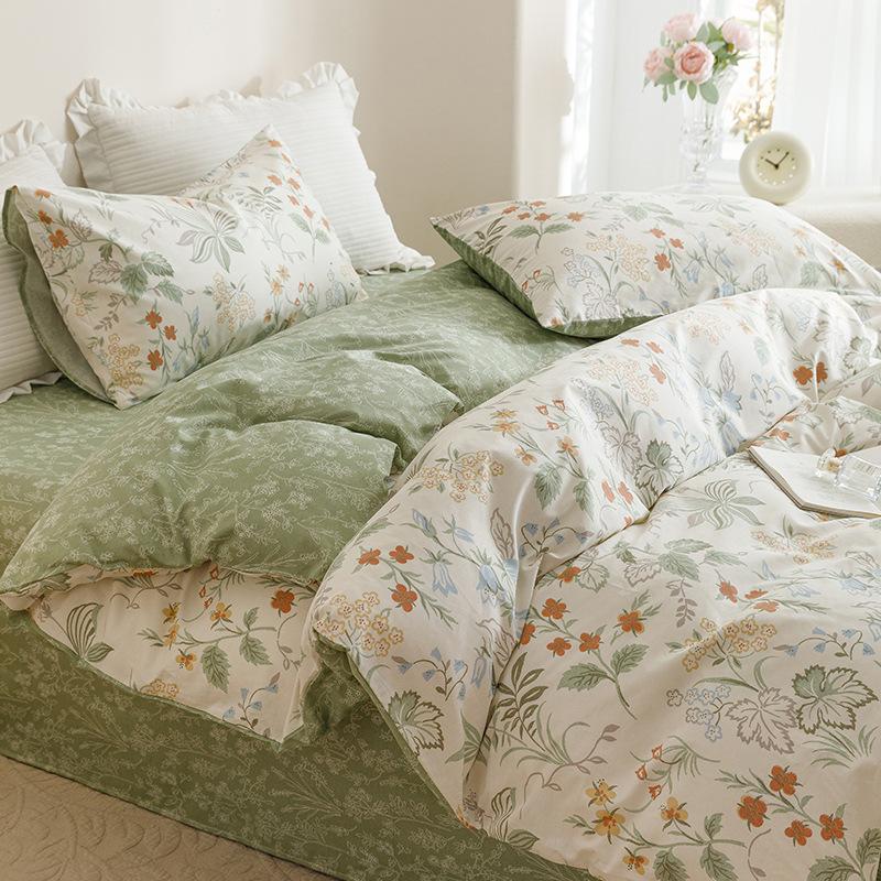 Ins стиль, чистый хлопок, четыре предмета, студенческая общежития, кровать, наволочка, пододеяльник, простыня, комплект из трех предметов