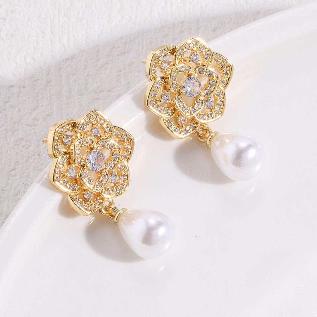 Жемчужное ожерелье Женское Высококачественное Легкое Роскошное Ожерелье Серьги С Инкрустацией Цирконом Комплект Ювелирных Изделий