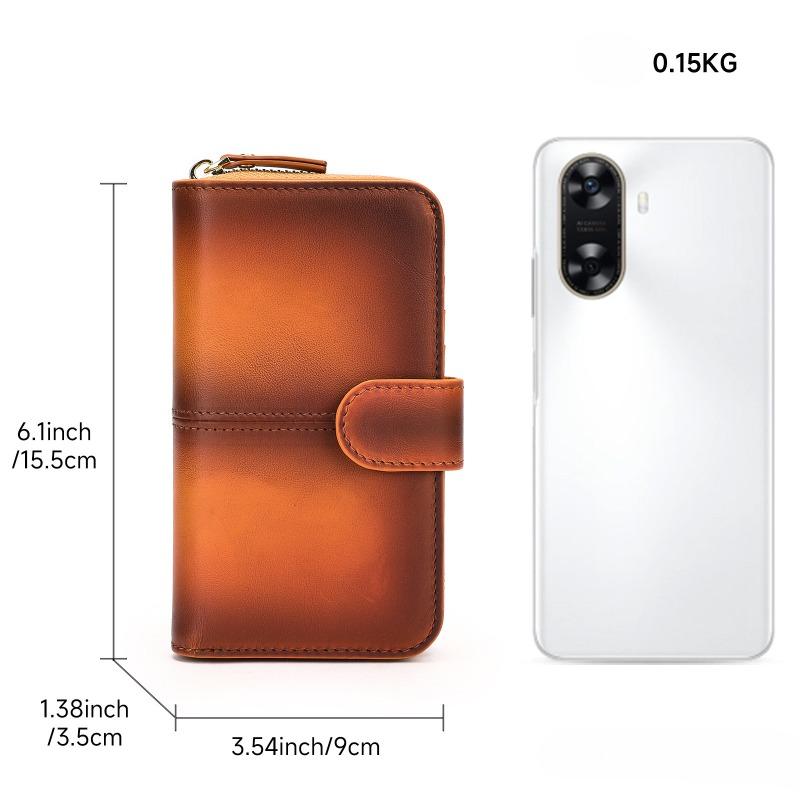 Retro Bag Top-tier Cowhide Men's Wallet Genuine Leather Zipper Coin Purse Leather Card Case