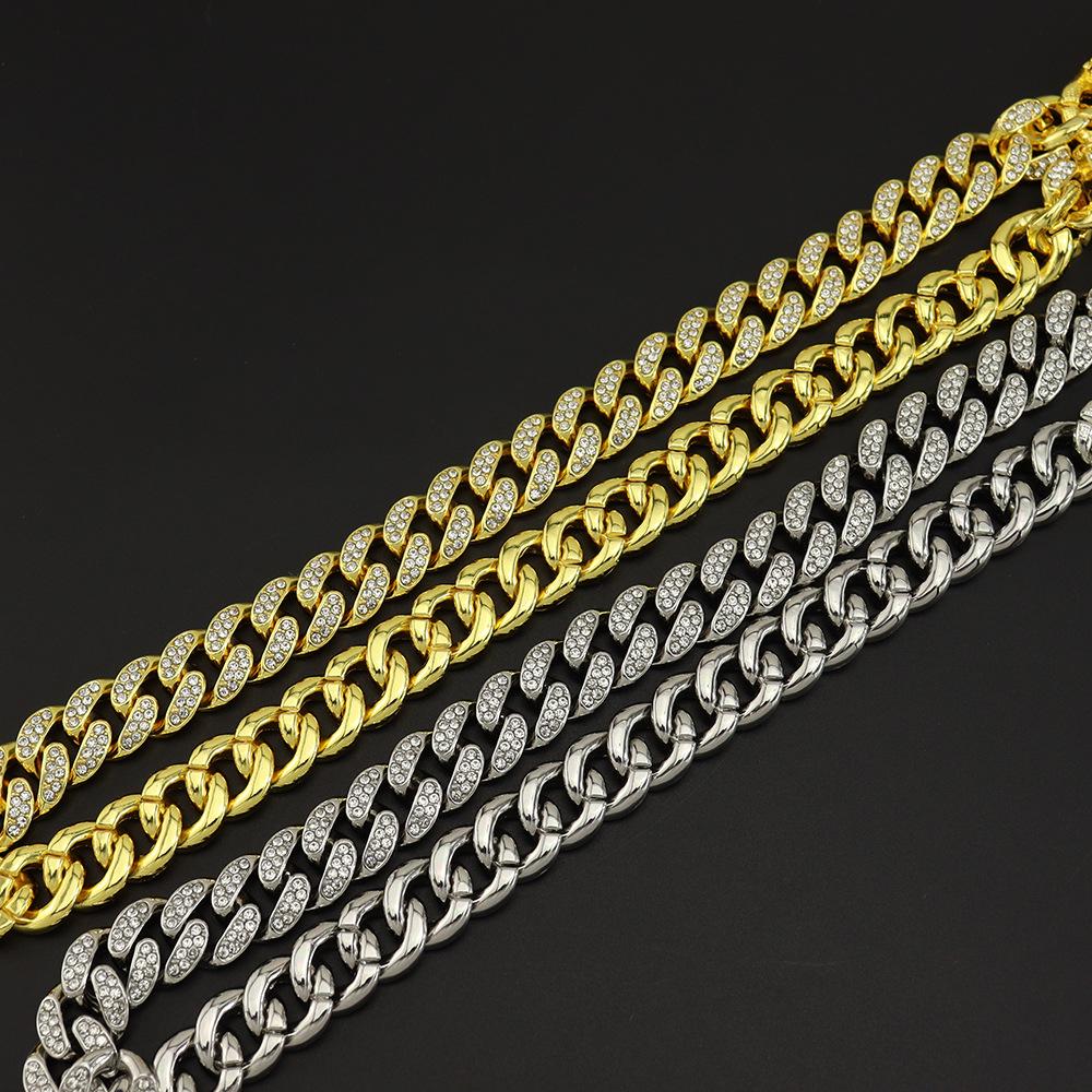 Hip-Hop Style Cuban Chain Clavicle Necklace with Diamond-Studded Butterfly Buckle – Trendy and Dazzling Personality Accessories