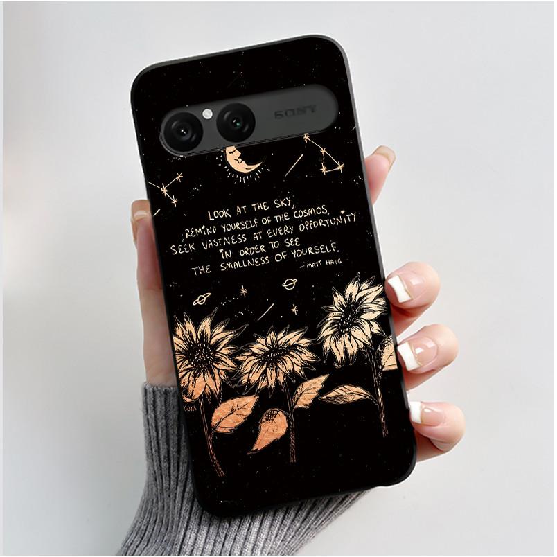 Cute Case For Sony Xperia 10 VII Fundas Capa Printing Shell Protective Cover Soft Silicone Cartoon Black Casing Coque