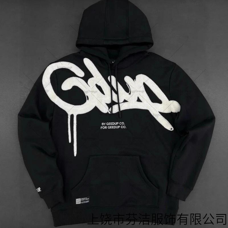 European and American trendy brand letter 3D printing street hoodie men's and women's high street hip hop casual loose pullover sweater