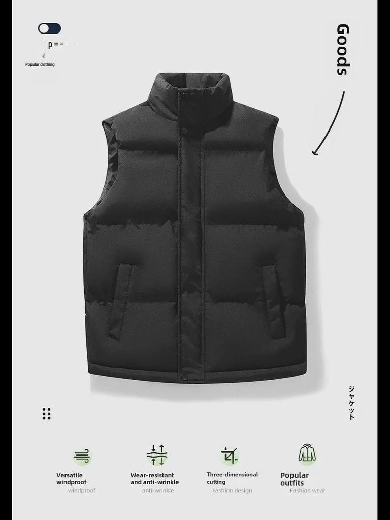 Мужской жилет из толстого хлопкового пуха на осень и зиму - модная куртка без рукавов для повседневной носки
