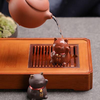Фиолетовый песок Lucky Cat Tea Любимые украшения Позолоченные бутиковые аксессуары для чайного столика Украшения в виде котят можно поддерживать в хорошем состоянии