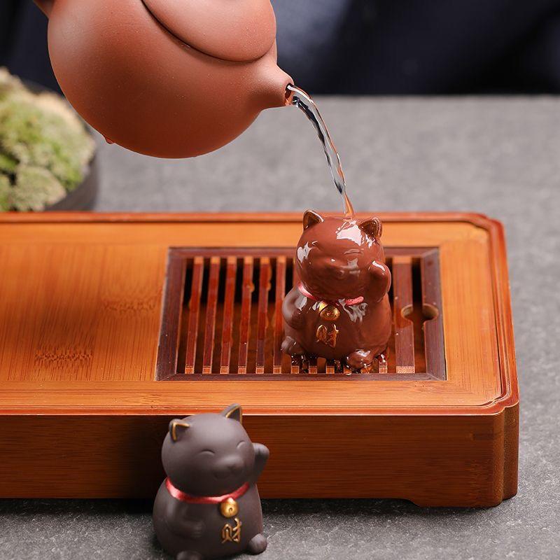 Фиолетовый песок Lucky Cat Tea Любимые украшения Позолоченные бутиковые аксессуары для чайного столика Украшения в виде котят можно поддерживать в хорошем состоянии