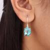 Драгоценный камень голубая медная бирюза, ювелирные изделия из серебра 925 пробы, серьги-подвески 1,05" EE-173-37