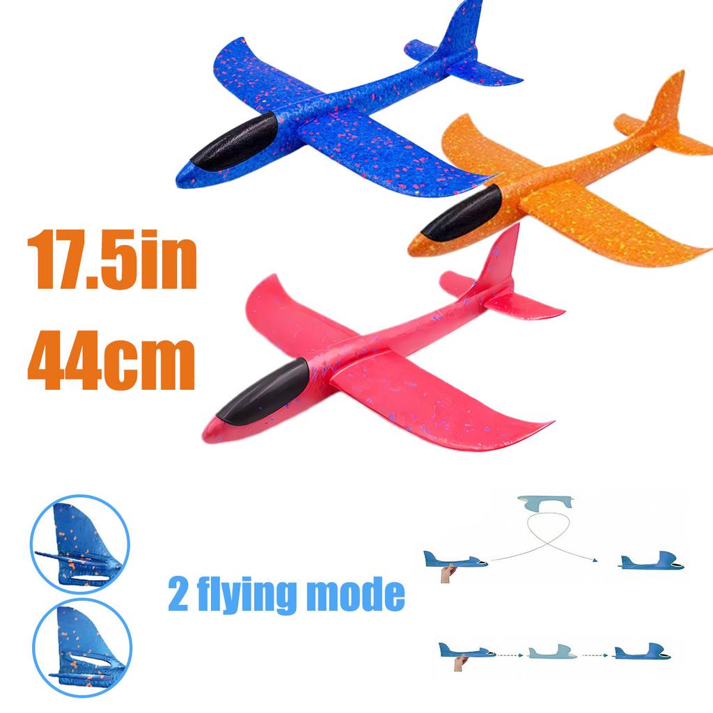 17.5in/44cm Throwing Foam Airplanes 2 Flight Mode Glider Inertial EPP Bubble Planes Outdoor Launch Kids Toys for Children Sprot