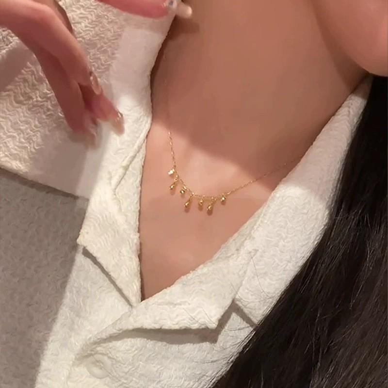 Elegant Pearl Pendant Necklace Women Minimalist Heart Charm Chain Titanium Steel With Gold Plating Lightweight
