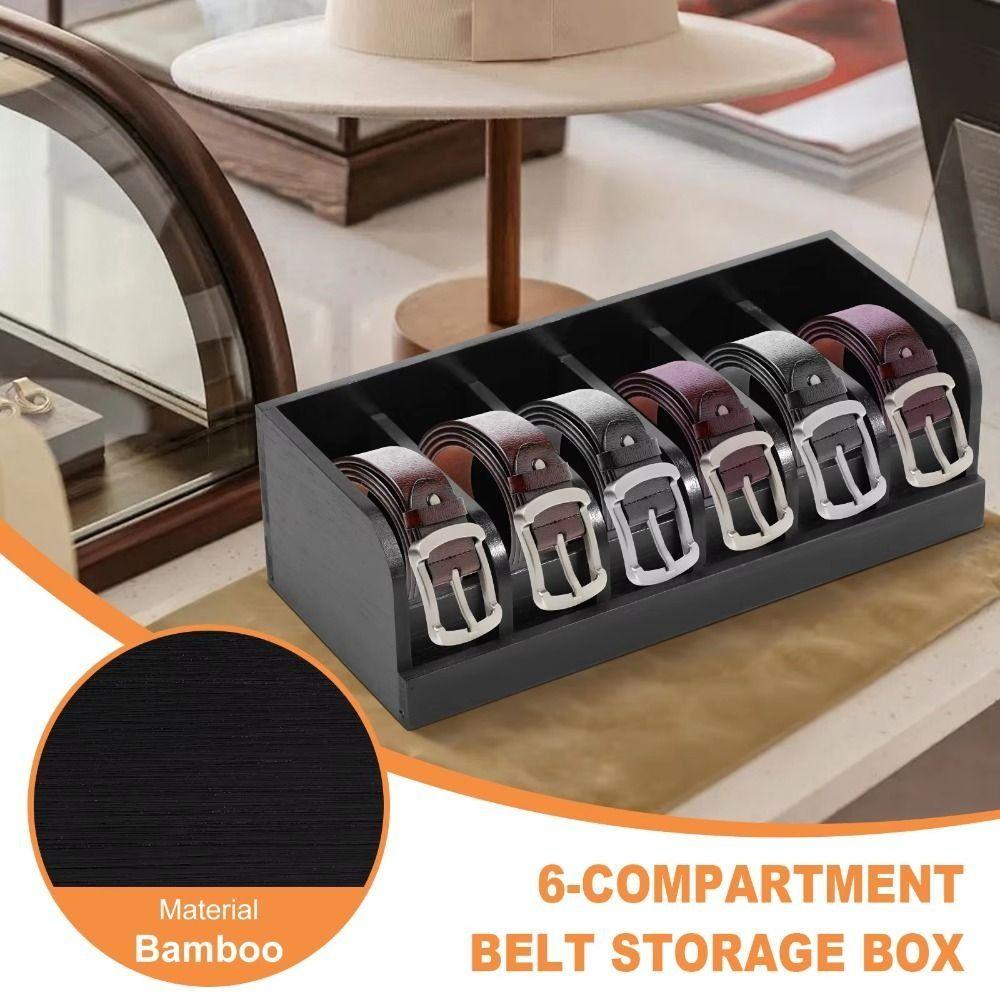 Natural Bamboo Belt Storage Box Save Space Belt Display Rack Purse Storage Holder Women