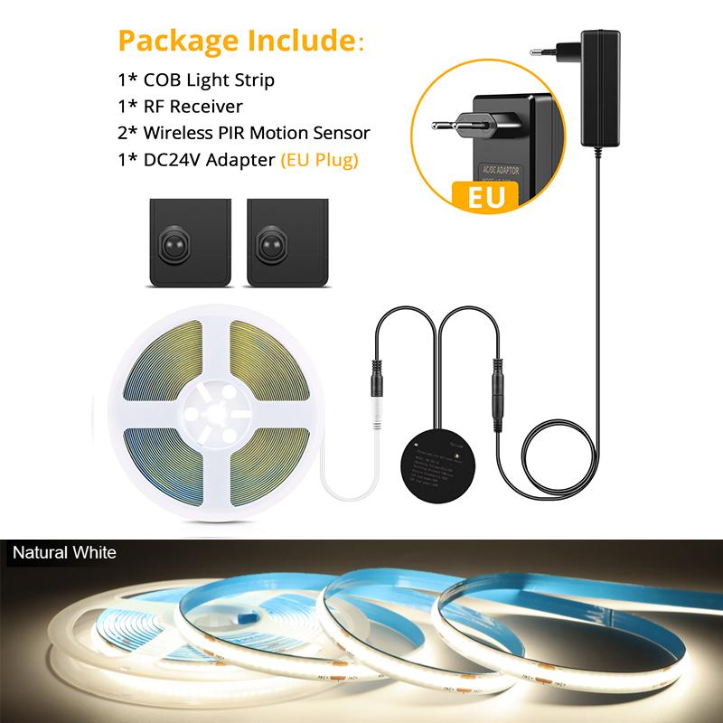 COB LED Strip Light With Portable PIR Motion Sensor Switch/Wireless RF Reciever DIY Kitchen Cabinet Bed Room Stair Night Lamp