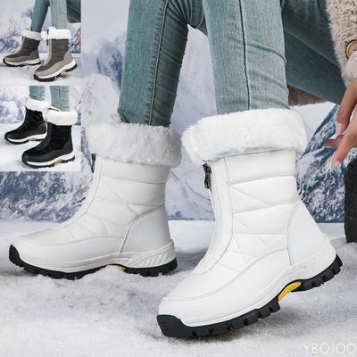 Зимний новый стиль холодостойкие теплые хлопковые ботинки для женщин большой размер передняя молния противоскользящие износостойкие хлопковые туфли