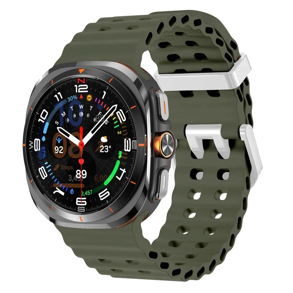 Аксессуары для Galaxy Watch Ultra Синий ремешок Силиконовый спортивный браслет ремешок Для Samsung Galaxy Watch 7 Ultra 47 мм Оригинальный ремешок