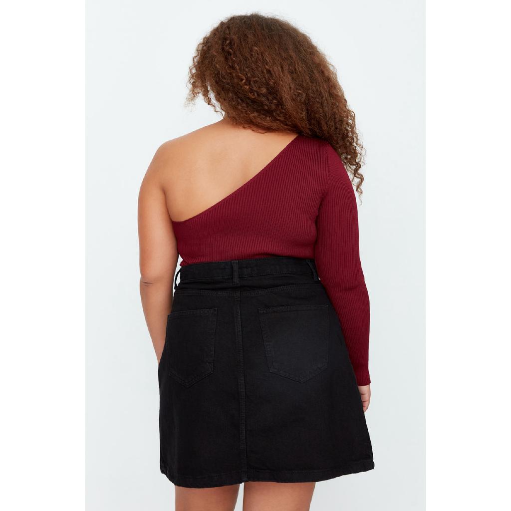 Черная джинсовая юбка трапециевидной формы с высокой талией Tbbaw23az00042