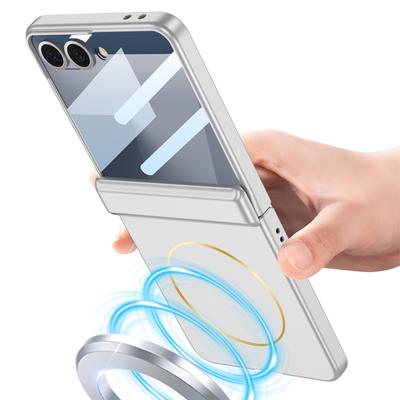 Чехол для мобильного телефона Samsung ZFlip7, складной, ультратонкий, противоударный, откидной, беспроводной, с никелевым кольцом, магнитный, пленка