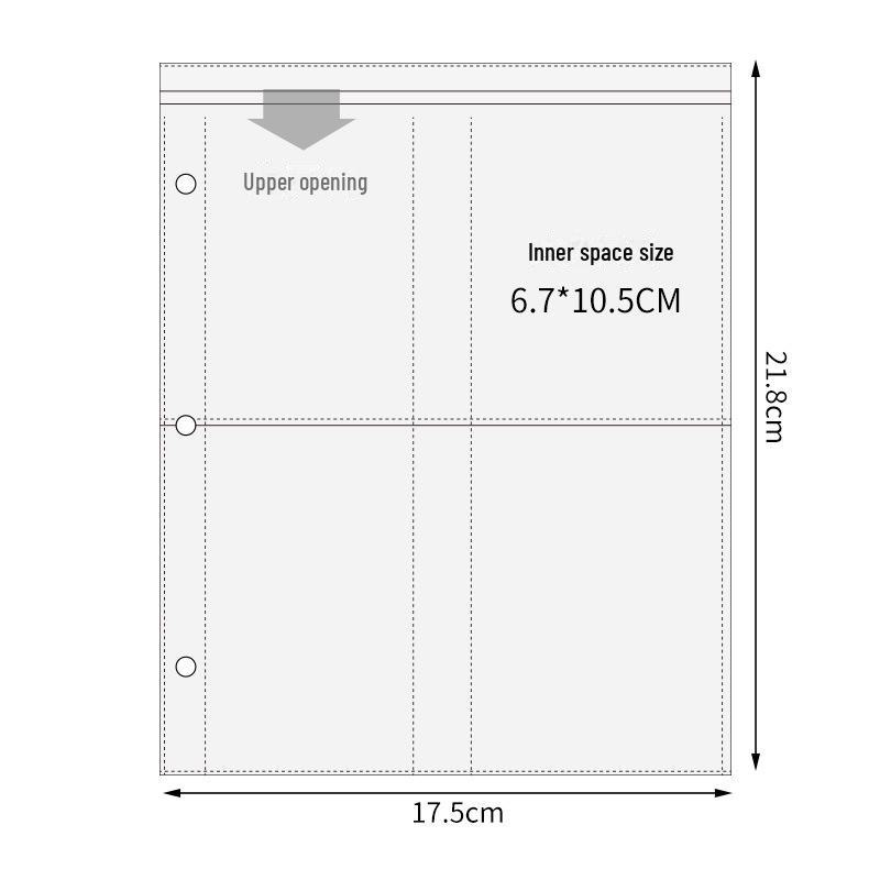 Сменный блок для альбома с карточками формата А5 с 7 отверстиями: Прозрачная 3-дюймовая сетка из четырех квадратов для карточек идолов