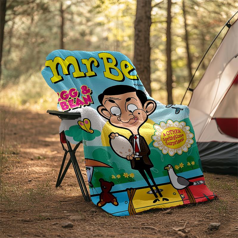 1pc Mr Bean1 Theme Blanket - Digital Print, Polyester, Cozy for All Seasons, Perfect for Outdoor, Camping, and Travel