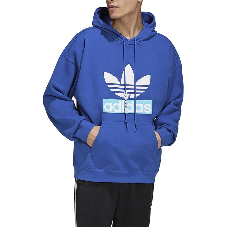 adidas Оригиналы Свитшоты BIG TREFOIL Мужские Колледж-синий С капюшоном Умеренно Обычный H09353