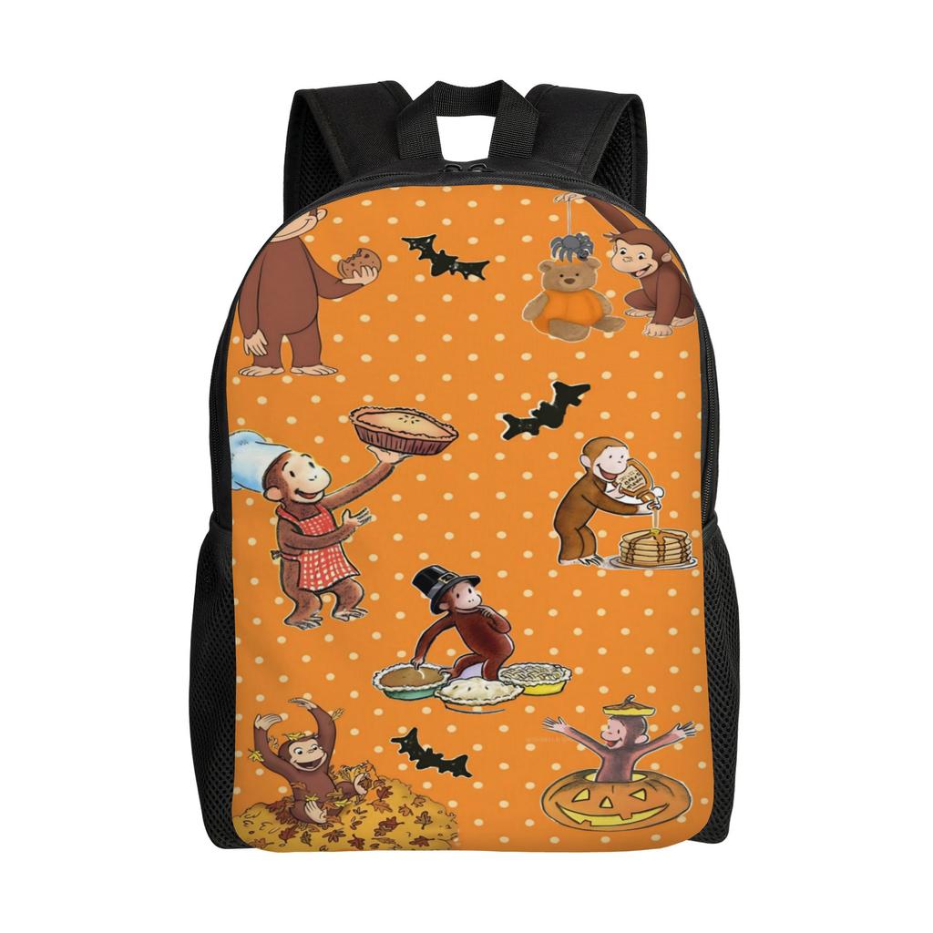 Halloween Curious George Character Backpack Travel Backpacks Male Colorful Durable High School Bags Casual Rucksack