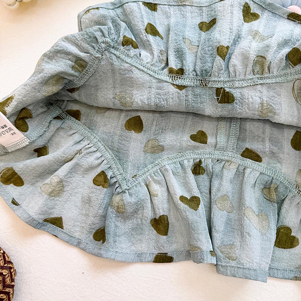 Girls' Heart & Daisy Sleeveless Vest and Floral Bow Knot Shorts Set