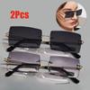 2 шт. металлические модные безрамные женские солнцезащитные очки классические градиентные солнцезащитные очки для отдыха квадратные унисекс очки для вождения
