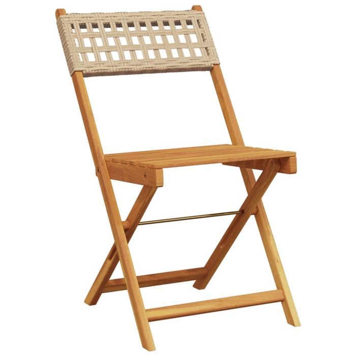 VidaXL Ensemble de bistro 3 pcs beige résine tressée et bois massif, ensemble de bistro de jardin, ensemble de balcon, 3281756